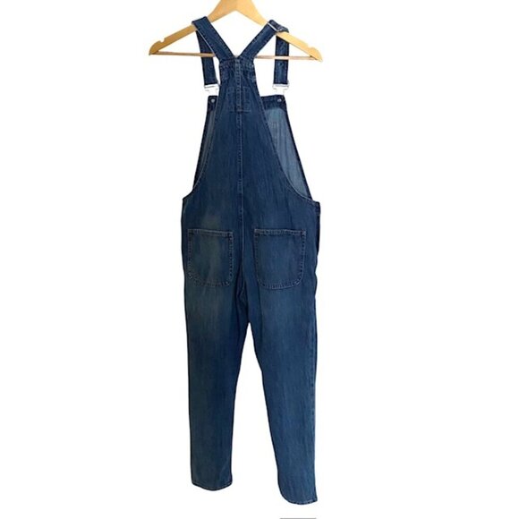 Gap Medium Wash Cropped Slouchy Overalls XSmall - Picture 3 of 4